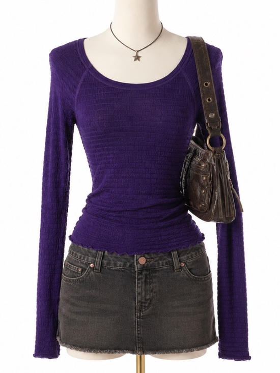 Free People Tops - Y2K Free People Fitted Thermal Scoop Neck Top 2000s Layer Indie Boho Mall Goth S